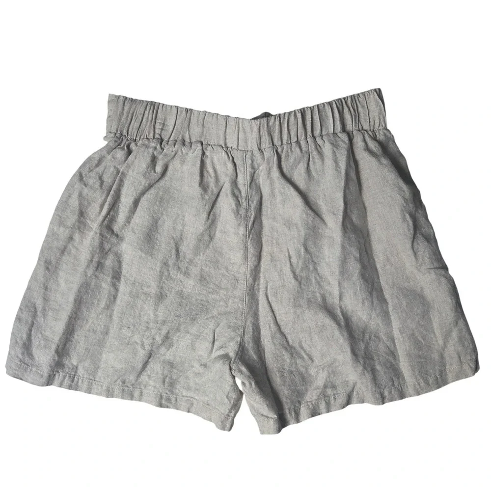 Azucar 100% Linen Paperbag Tie Front Shorts High Waist Summer Beach Cruise